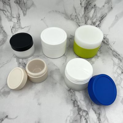 Matt Plastic Cosmetic Jars Double Wall 60ml 100ml metallized For Scrub Paste