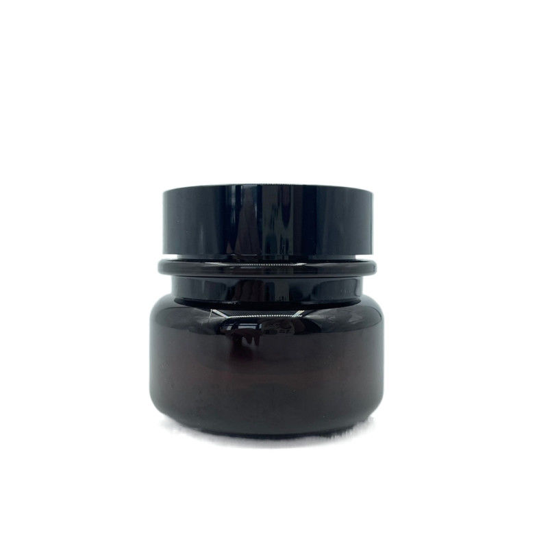 PET Amber Plastic Cosmetic Jars 30g 50g Round Silk screening