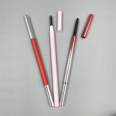 Delikatny trójkątny kredka do brwi 146mm 7mm ABS Podwójna główka Pojemnik do makijażu oczu z pędzlem
